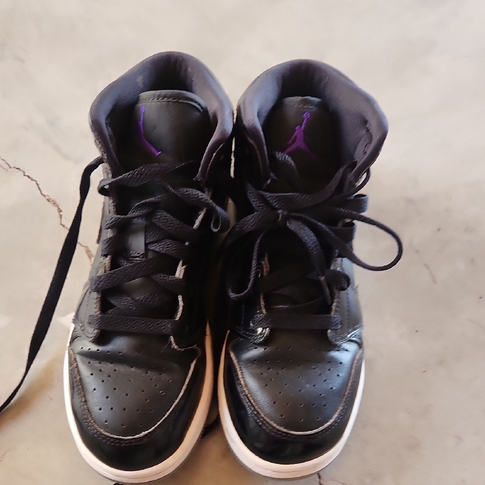 Black and Purple High-Top Sneakers